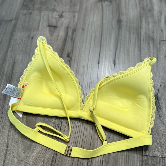 ASOS River Island NWOT Moulded Appliqué Triangle Bikini Top Size 8 in Yellow - Picture 9 of 11